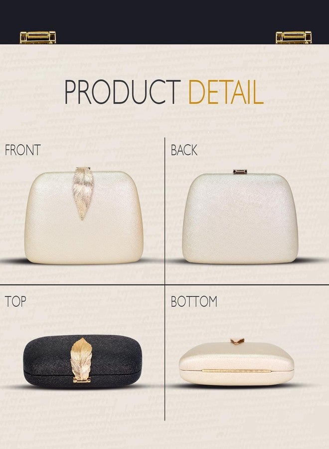 Lyrovo Evening Bag Clutch Purse for Women Ladies Sparkling Party Handbag Wedding Bag (PEARL WHITE) - Image 2